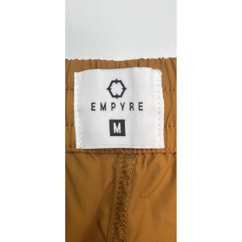 Mens Sz M Empyre Dark Khaki Board Shorts Floater Red Drawstring‎ Swim Trunk